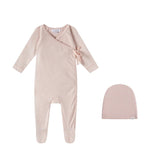 Oubon Pink All Over Dot Print Footie And Hat