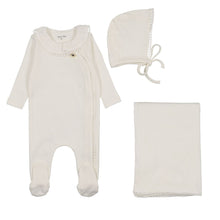 Load image into Gallery viewer, Bee &amp; Dee Pleated Collar Layette Set - Chalk White