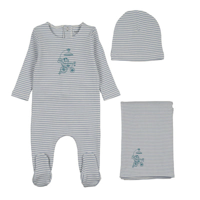 Bee & Dee Carriage Sketch Layette Set - Crisp Blue