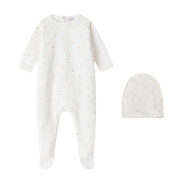Oubon Girls Tulip Print Footie And Hat