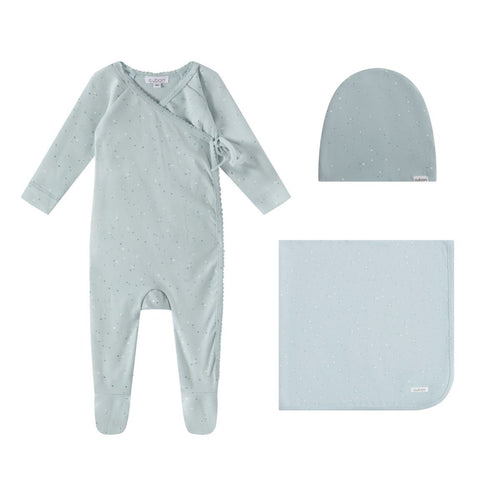Oubon Blue All Over Dot Print Layette Set