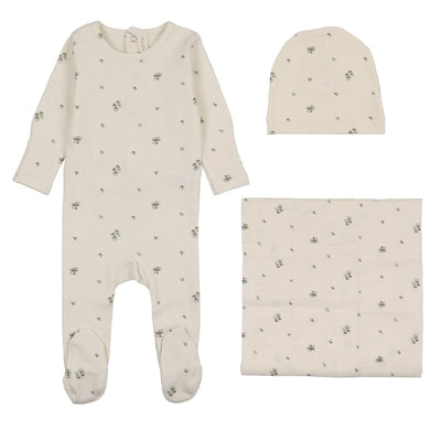 Lilette Rosebud Layette Set - Cream/Blue