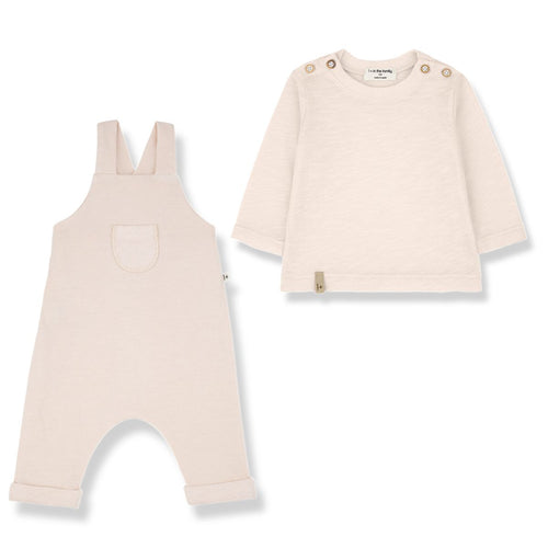 1+ In The Family Patmos Dungaree And Long Sleeve T-shirt Set - Blossom