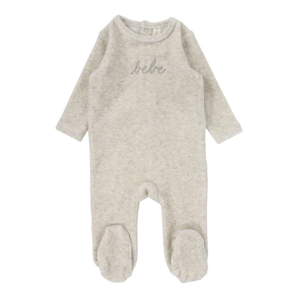 Lilette Velour Bebe Footie - Heather Oatmeal