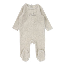 Load image into Gallery viewer, Lilette Velour Bebe Footie - Heather Oatmeal