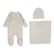 Load image into Gallery viewer, Lilette Velour Bebe Layette Set - Heather Oatmeal