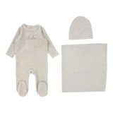 Lilette Velour Bebe Layette Set - Heather Oatmeal