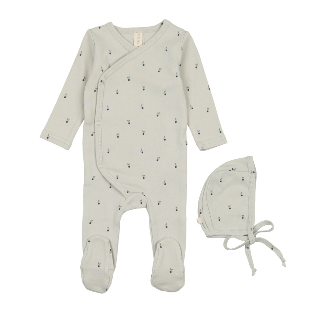 Lil Legs Very Berry Footie & Bonnet - Blue