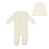 Lil Legs Velour Bunny Footie White W/ Flower