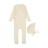 Lil Legs Vine Pointelle Footie & Beanie - Cream