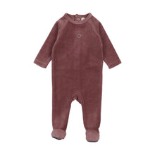 Load image into Gallery viewer, Lil Legs Velour Rhinestone Footie - Dusty Plum