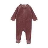 Lil Legs Velour Rhinestone Footie - Dusty Plum