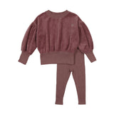 Lil Legs Velour Girls Set - Dusty Plum