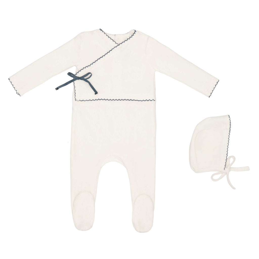 Mini Label Boys Classic Velour Kimono Footie And Hat