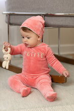 Load image into Gallery viewer, Bee &amp; Dee Velour Petite Footie And Beanie - Hibiscus