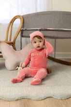 Load image into Gallery viewer, Bee &amp; Dee Velour Petite Footie And Beanie - Hibiscus
