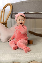 Load image into Gallery viewer, Bee &amp; Dee Velour Petite Footie And Beanie - Hibiscus