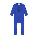 Retro Velour Stamped Baby Romper - Cobalt