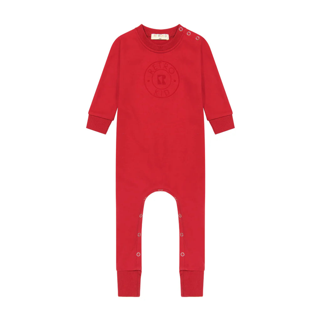 Retro Velour Stamped Baby Romper - Scarlett