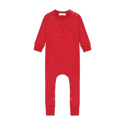 Retro Velour Stamped Baby Romper - Scarlett