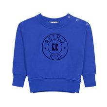 Load image into Gallery viewer, Retro Kid Velour Stamped Sweatshirt - Cobalt SIZE UP 2 SIZES