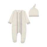 Bee & Dee Colored Stitching Footie with Beanie - Ivory - Boys