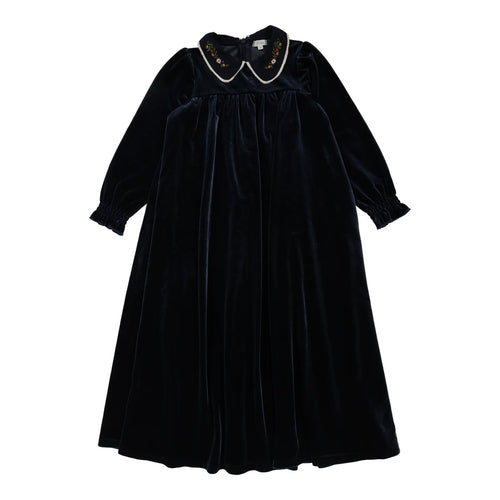Lil Legs Velour Collar Maxi - Navy