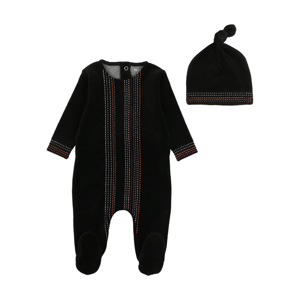 Bee & Dee Coloured Stitching Footie with Beanie - Black - Boys