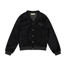 Load image into Gallery viewer, Retro Kid Vince Velvet Snap Cardigan - Black
