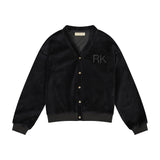 Retro Kid Vince Velvet Snap Cardigan - Black