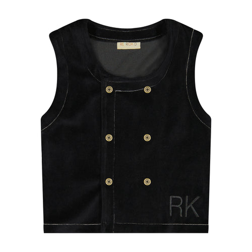 Retro Kid Vince Boys Velvet Vest - Black