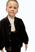 Load image into Gallery viewer, Retro Kid Vince Velvet Snap Cardigan - Black