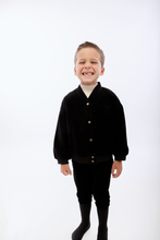 Load image into Gallery viewer, Retro Kid Vince Velvet Snap Cardigan - Black