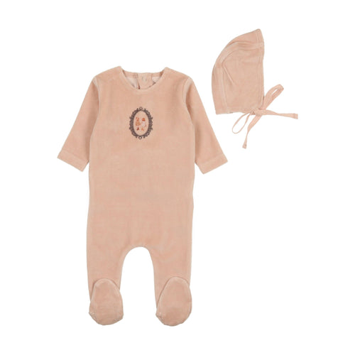 Bee & Dee Vintage Frame Footie with Bonnet - Blossom Pink