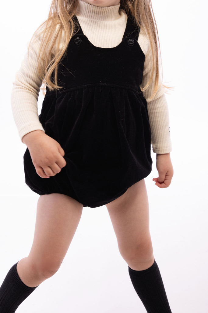 Retro Kid Vivienne Baby Velvet Romper - Black