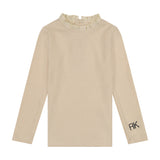 Retro Kid Vivienne Ruffle Neck Knit Sweater - Oat/Cream