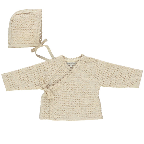 Bebe Organic Waffle Jacket & Bonnet - Natural