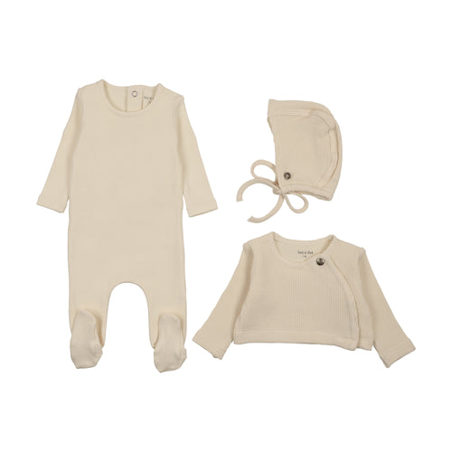 Bee & Dee Waffle Sweater Set - Ivory Boys