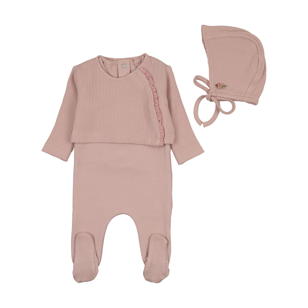 Bee & Dee Waffle Sweater Set - Muted Pink