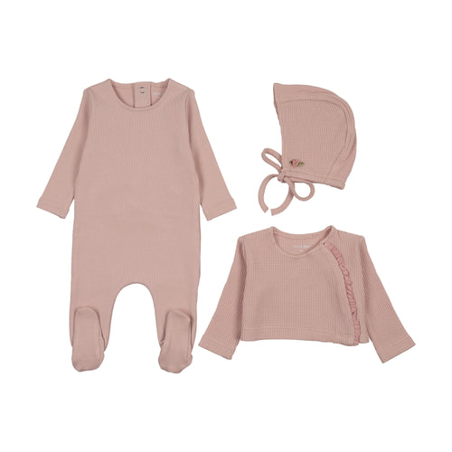 Bee & Dee Waffle Sweater Set - Muted Pink