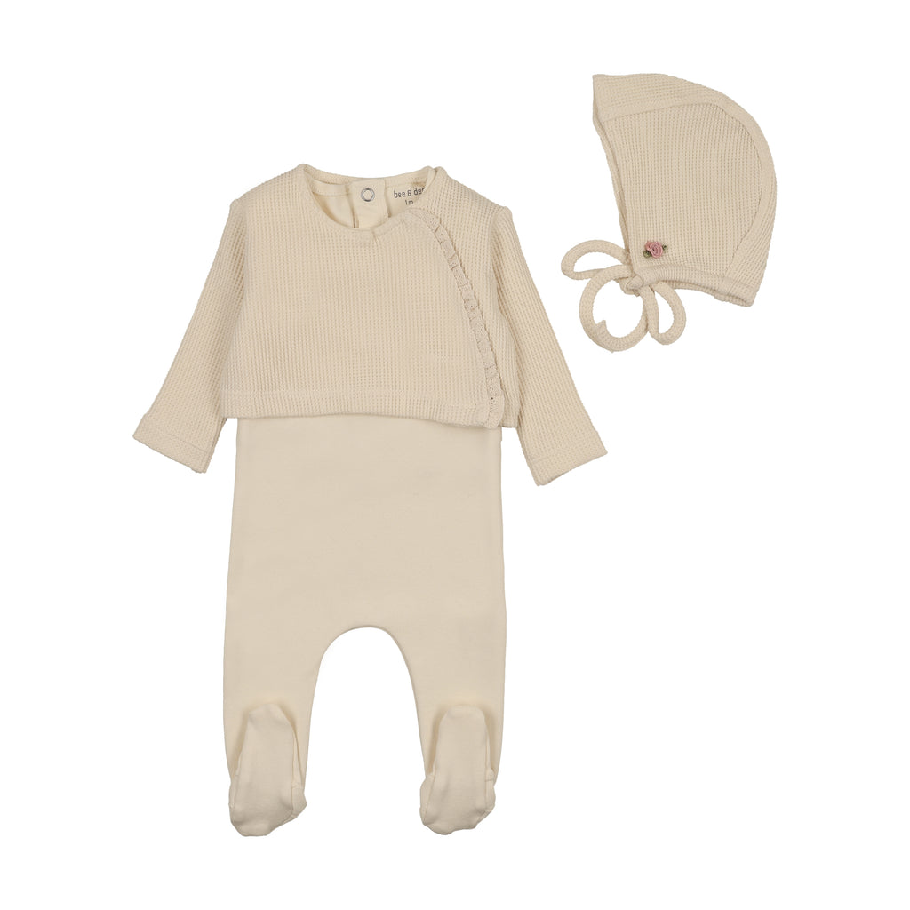 Bee & Dee Waffle Sweater Set - Ivory Girls