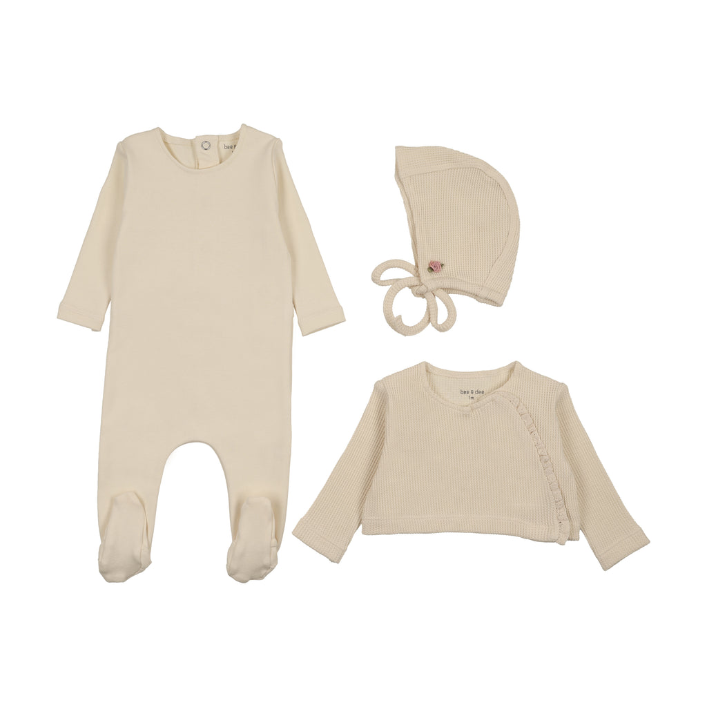 Bee & Dee Waffle Sweater Set - Ivory Girls