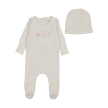 Load image into Gallery viewer, Bee &amp; Dee Watercolor Bib Footie And Beanie - White Girls