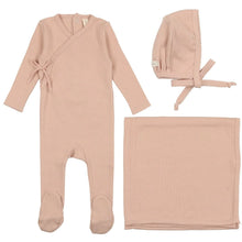Load image into Gallery viewer, Lil Legs Pinpoint Wrapover Layette Set - Shell Pink