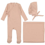 Lil Legs Pinpoint Wrapover Layette Set - Shell Pink