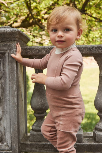 Little Parni Pink Overall and onesie W/Logo - Pink