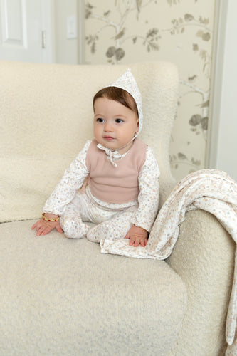 Bee & Dee Whimsical Bloom Footie And Bonnet -Girl Print