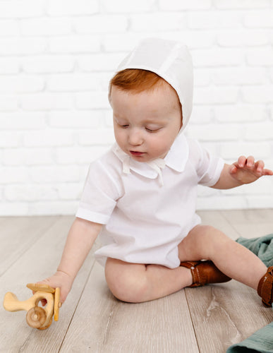 Jacqueline & Jack Cotton Bonnet White
