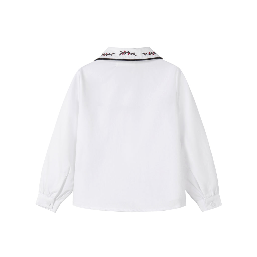 Nou Nelle White Embroidered Magenta Blouse