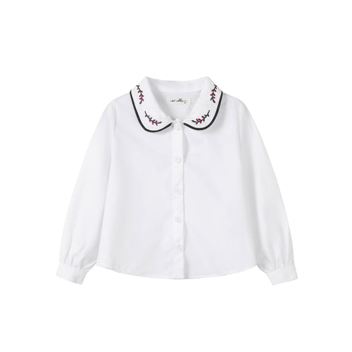 Nou Nelle White Embroidered Magenta Blouse